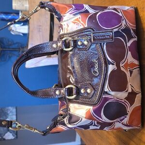 Coach Ashley Colorful Scarf Print Shoulder Bag